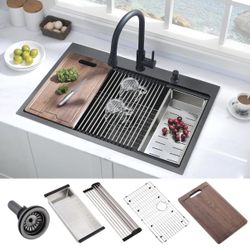 New 31 Inch Black Drop In Kitchen Sink Workstation 31x20 Drop In Kitchen Sink Black Drop In Topmount Workstation Sink