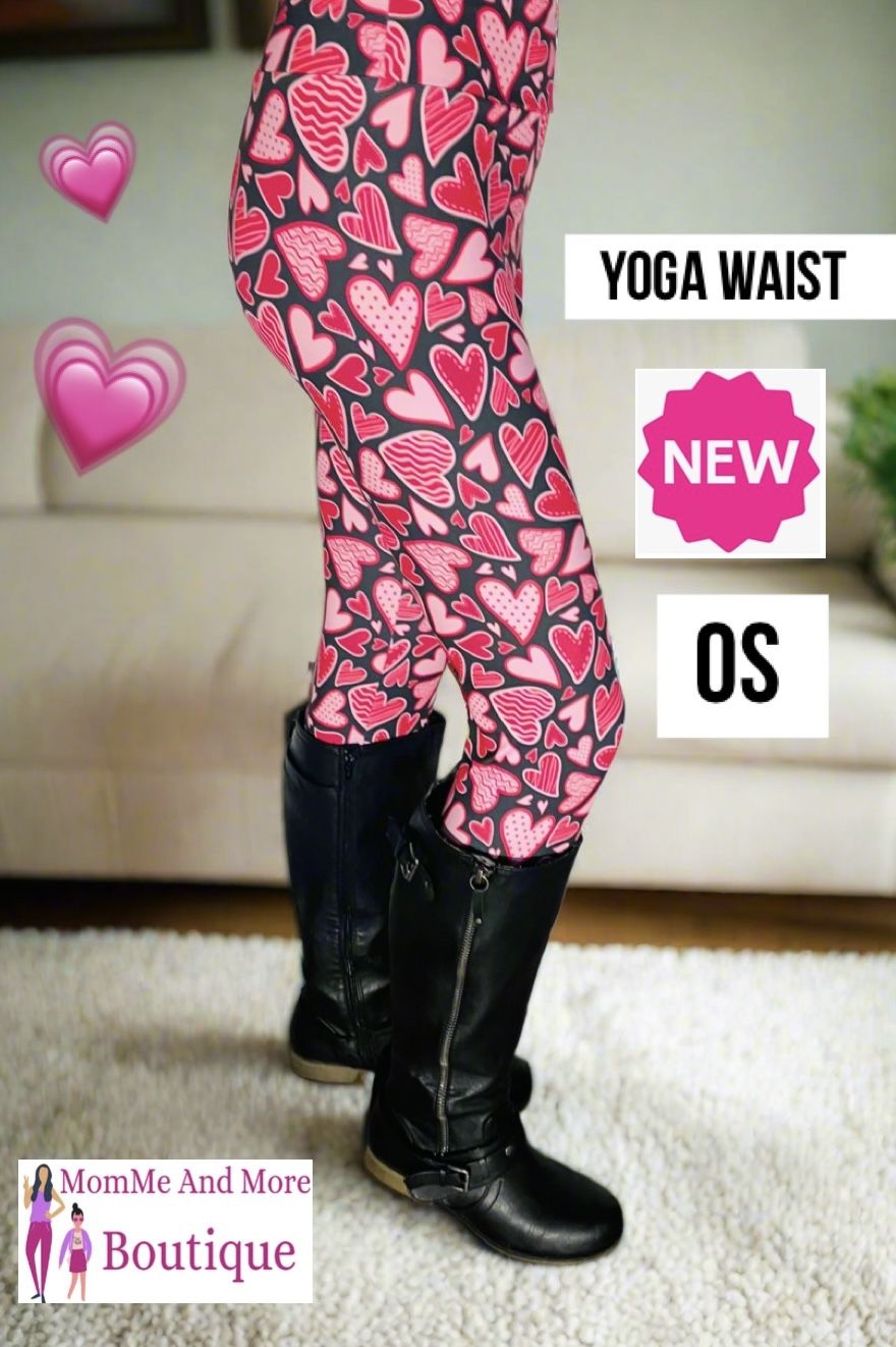 NEW Womens Valentine Day Leggings Soft as Lularoe Sizes OS/TC/TC2 