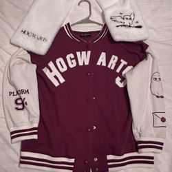 Girls Hogwarts Button Sweater With Scarf 