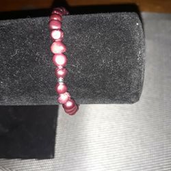 Dyed Plum Fresh Water Pearl Stretch Bracelet
