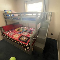 Gray Twin Over Full Bunk Bed 