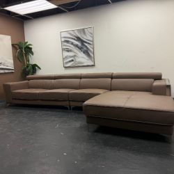 Gorgeous Modern Leather Sectional Sofa with Chaise- Delivery Available!