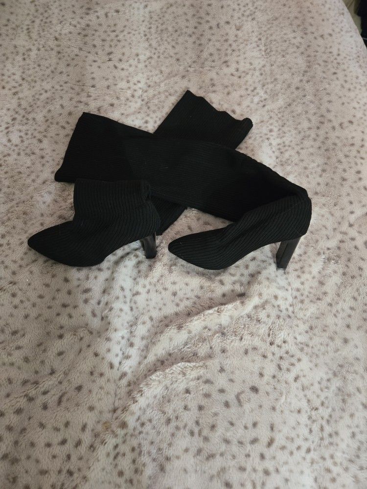 Stocking Knee High Boots-Heels