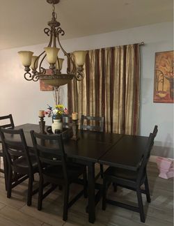 IKEA Dark Wood Dining Table with 6 Chairs