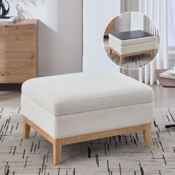 Homy Casa Flathead 33.86" Upholstered Storage Ottoman Coffee Table and Footstool Open Box