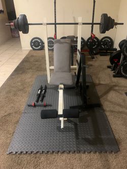 Complete 100 Pound Bench Press Set - Barbell, Dumbbells & Weight Tree