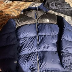 The North Face 700 Puffer Jacket, Navy and Grey, XXL