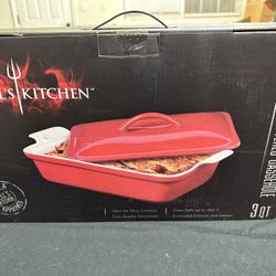 Hell’s Kitchen Rectangular Covered Casserole 3 Qt. Stoneware New In Box