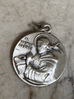 Vintage St. Thomas Aquinas Sterling Silver Religious Medal Pendant