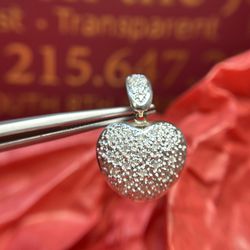 14K WHITE GOLD DIAMOND HEART CHARM