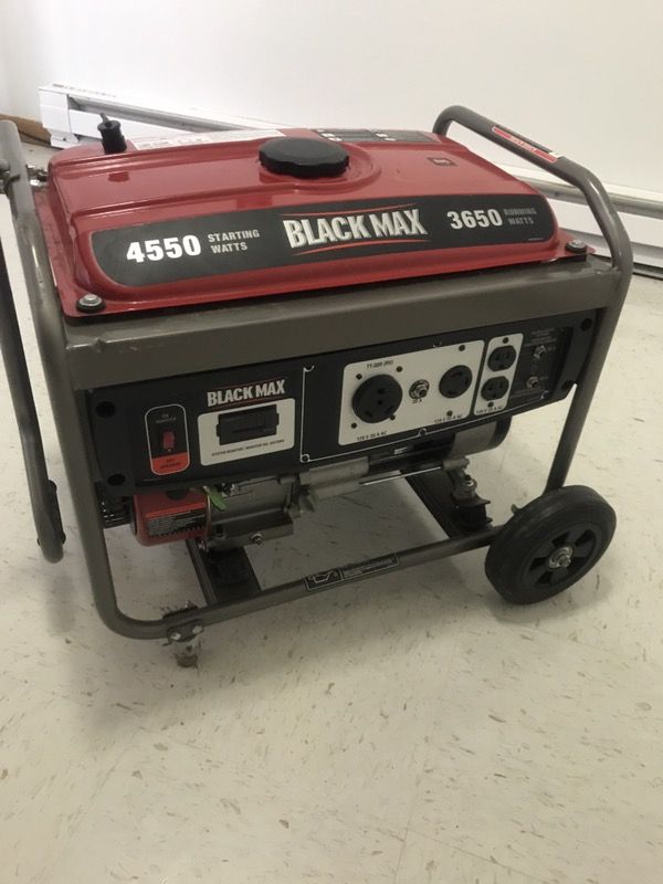 Black Max Generator 4550 starting watts 3650 running watts