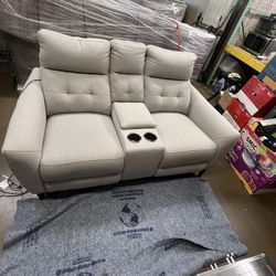 Alpendale Fabric Power Loveseat with Power Headrests 