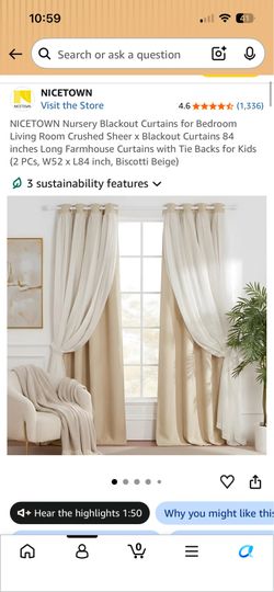 Nicetown Blackout Curtains 52x84 Beige