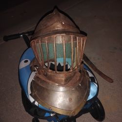 A Old Roman Helmet Steel With Leather Straps