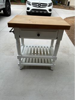 Romweber high end White 1 Drawer Butchers Block solid wood Kitchen Island
