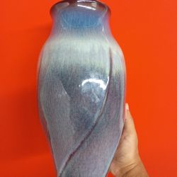Bill Campbell Signed Blue Glazed Ceramic Pottery Vase