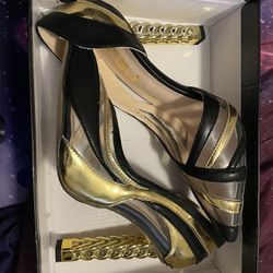 Black , Gold & Clear Heels 