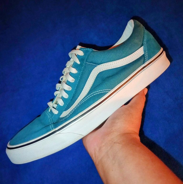 Men's Size 12 Vans Old Skool Blue Teal/White