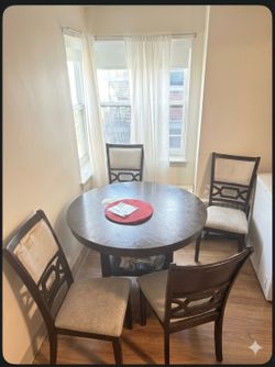 5-Piece Espresso Round Dining Set