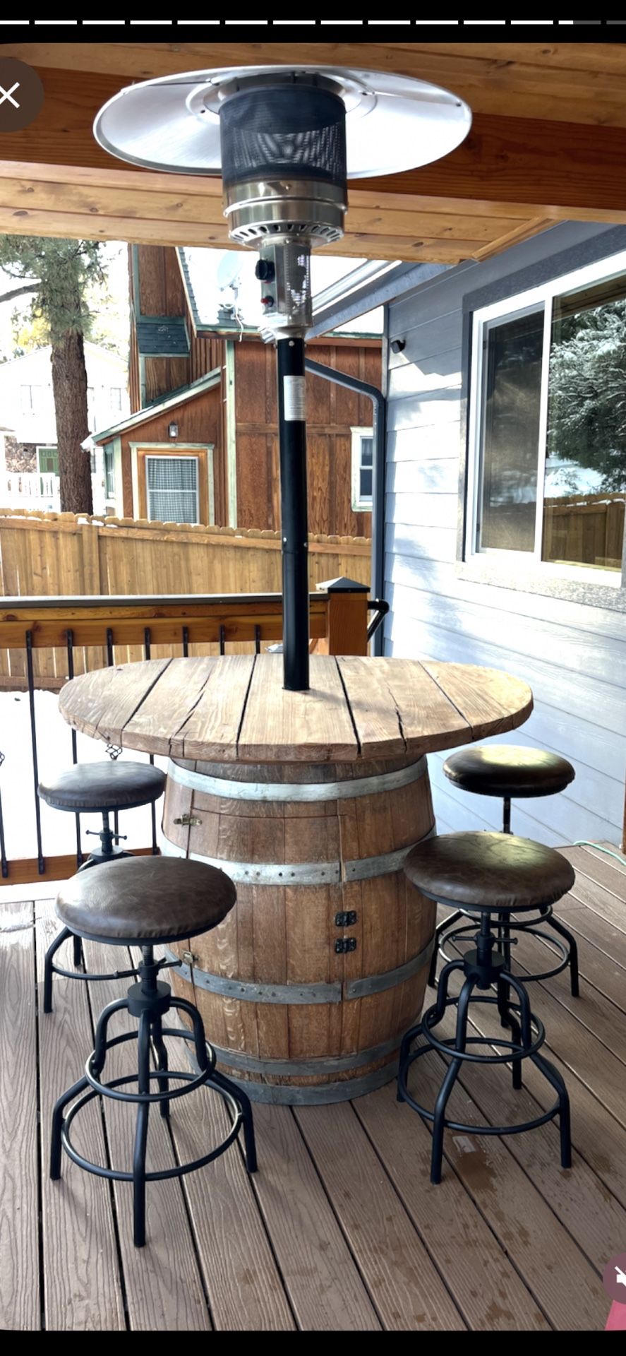 Dining table Wine Barrel Patio Heaters