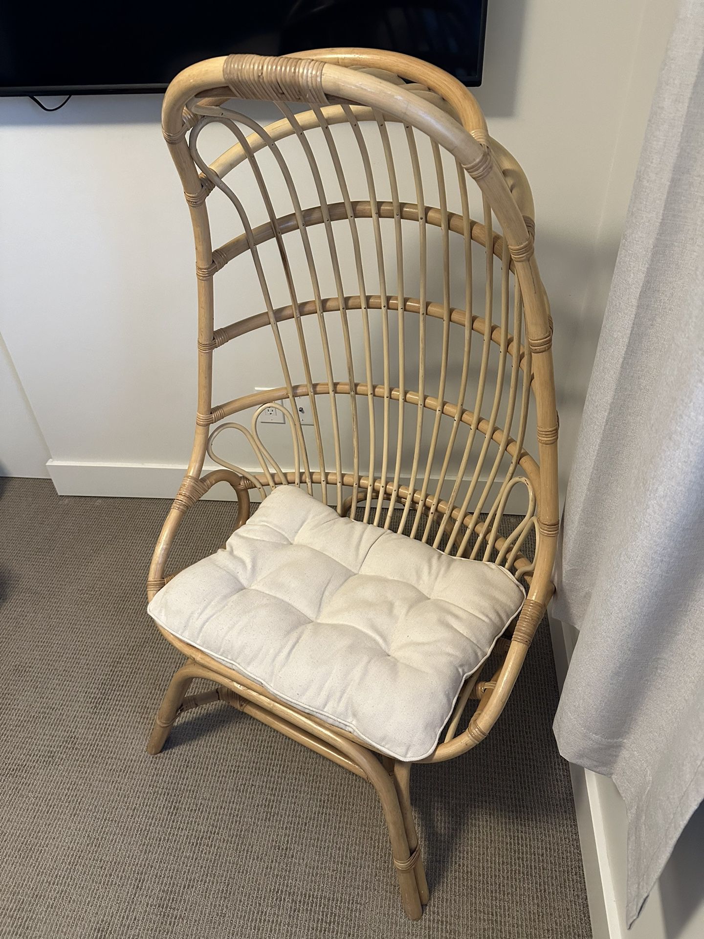 Boho Rattan Chair with Cushion