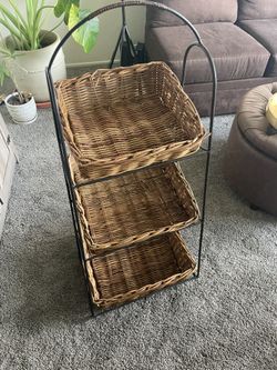 3 Shelf Wicker Basket Shelf