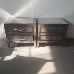 Thom Filicia Pair of Modern End Tables with 2 Drawers