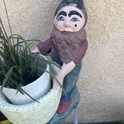 1950s 60 s  large concrete gnom garden cement basket