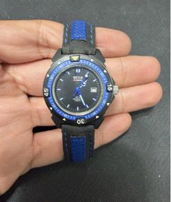 NEW 30mm Sector Expander 101 100M Date Black Blue Bezel Watch 3251 Tag $125