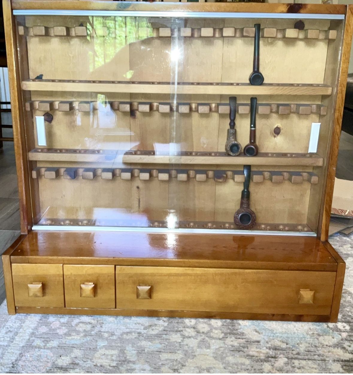 Vintage One Of A Kind Smoking Pipe Rack, Stand Holder Display 45 Pipes 29x27x9.5