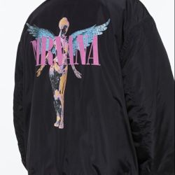 Rare NWT black H&M oversized padded bomber long sleeve jacket size Medium. Lightly padded inside pink oversized vintage style bomber jacket  printed m