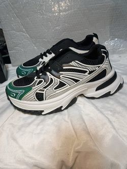 Green black chunky sneakers