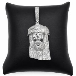 925 Sterling Silver White spinel Stones Jesus Men’s Pendant 