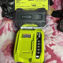 Ryobi 40 V battery and charger