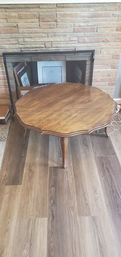 ANTIQUE HARDWOOD TABLE WITH GLASS TOP