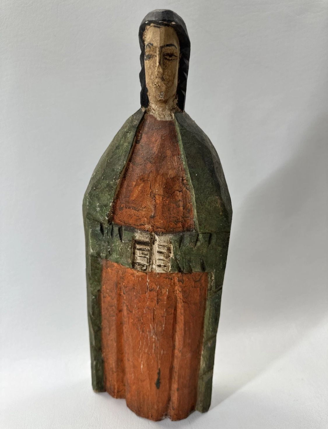 Antique Wood Carved Santos Religious Saint Pope Father Priest Statue Art 12”