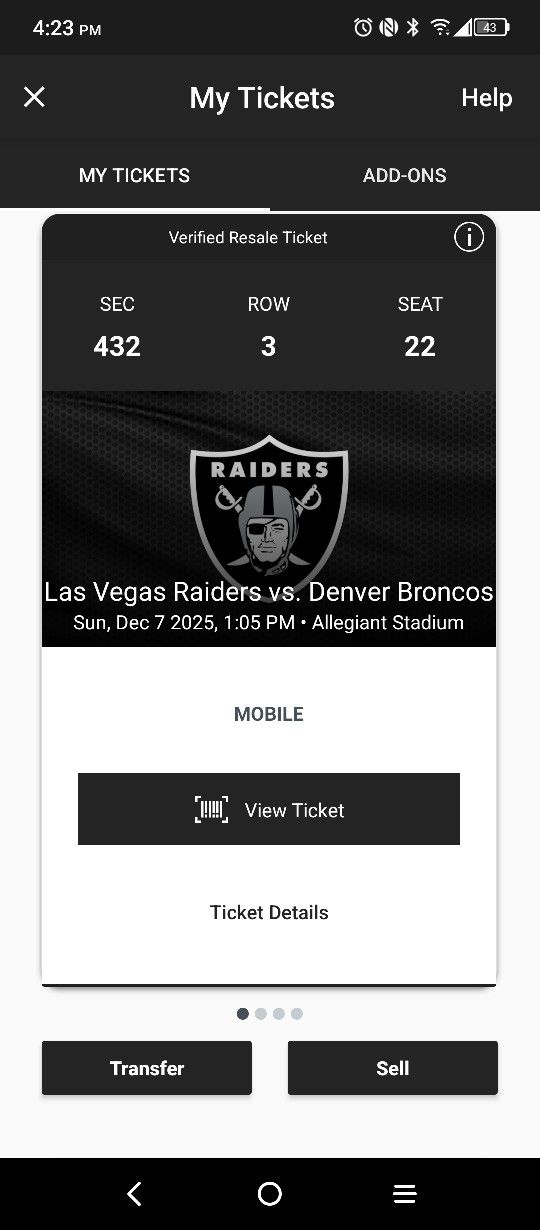 Broncos Vs Raiders Tickets