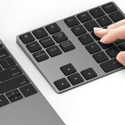 Bluetooth Number Pad, Lekvey Aluminum Rechargeable Wireless Numeric Keypad Slim 34-Keys External Numpad Keyboard Data Entry Compatible for Macbook, Ma