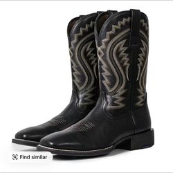 Palitutu Cowboy Boots for Men -Square Toe Botas with Classic Embroidered
