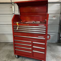 New Husky 42 in. 12-Drawer Tool Chest/Rolling Cabinet Set In Gloss Red