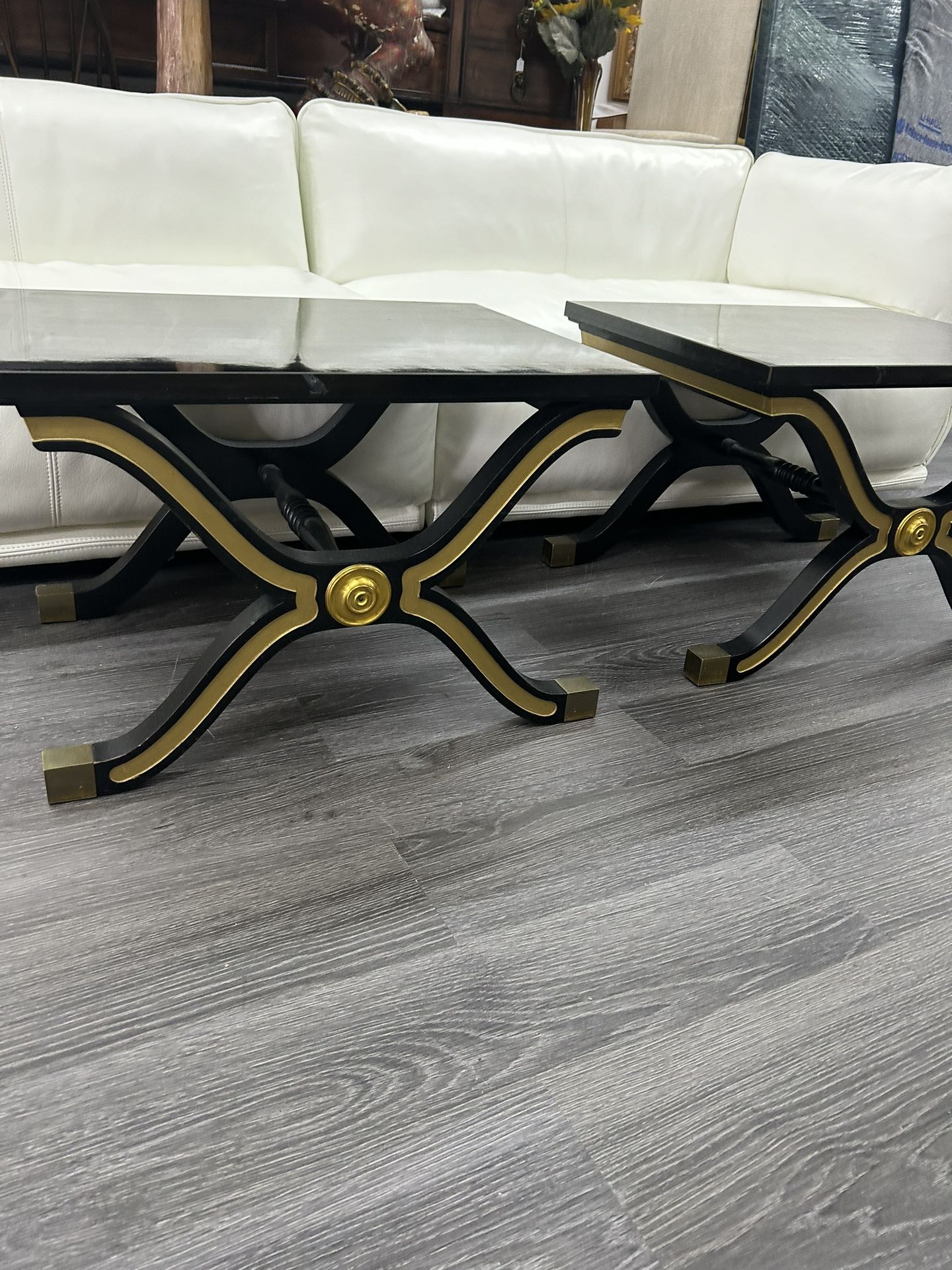 Pair Of Black And Gold Side Tables