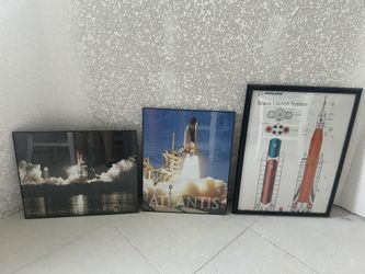 3 Framed Rocket Launch Space Posters
