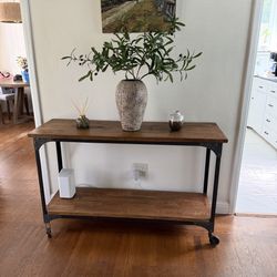 Industrial Metal and Wood Console Table