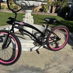 Beautiful SkullXBones black satin Beach Cruiser bike