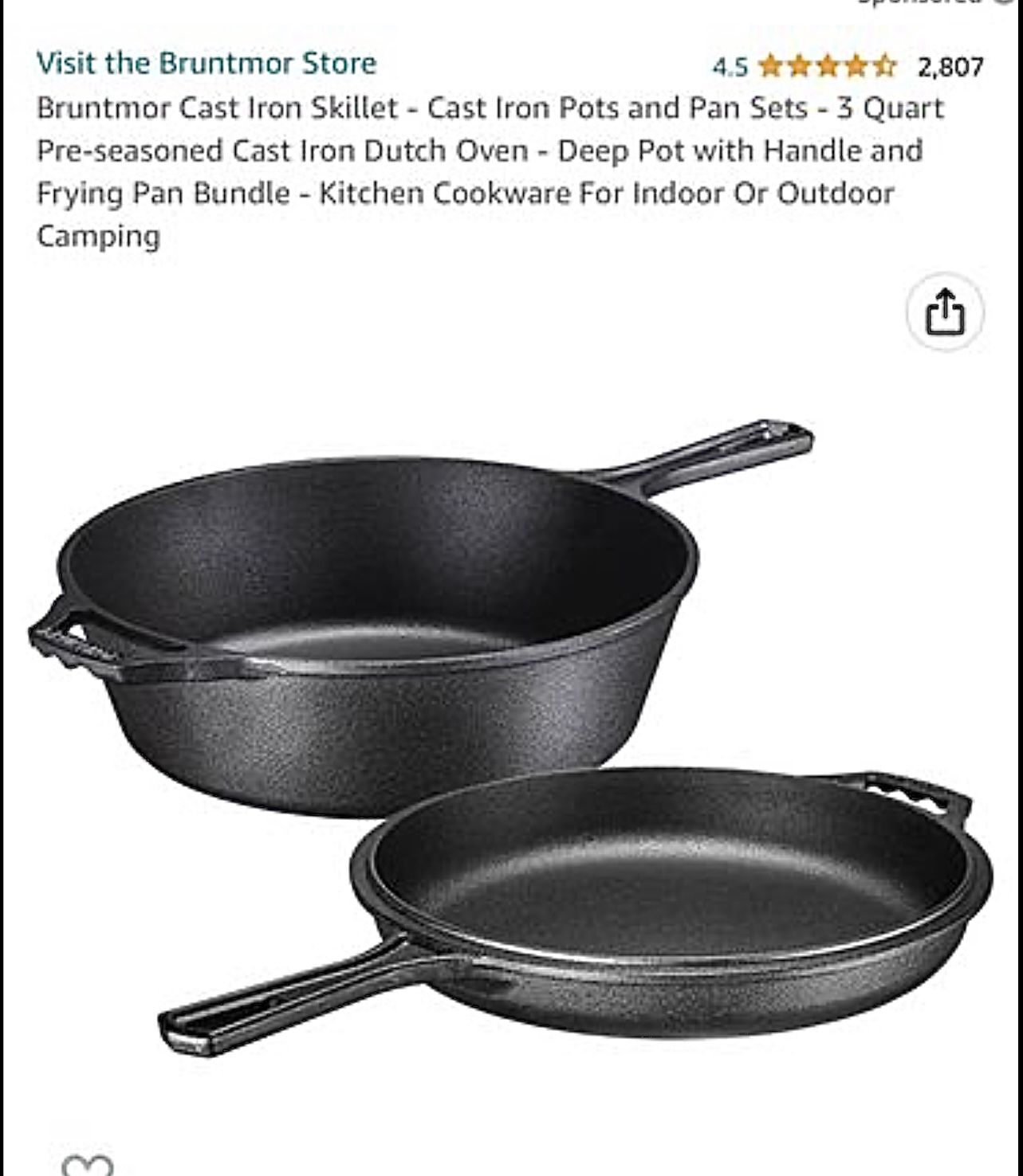 Bruntmor Cast Iron Skillet - Cast Iron Pots and Pan Sets - 3 Ouart  Pre-seasoned Cast Iron Dutch Oven for Sale in Las Vegas, NV - OfferUp