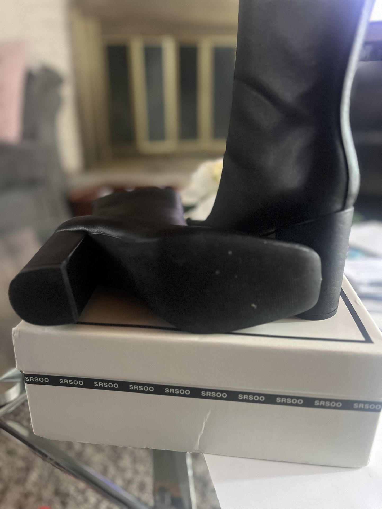 Black Leather Heel Boots / Booties