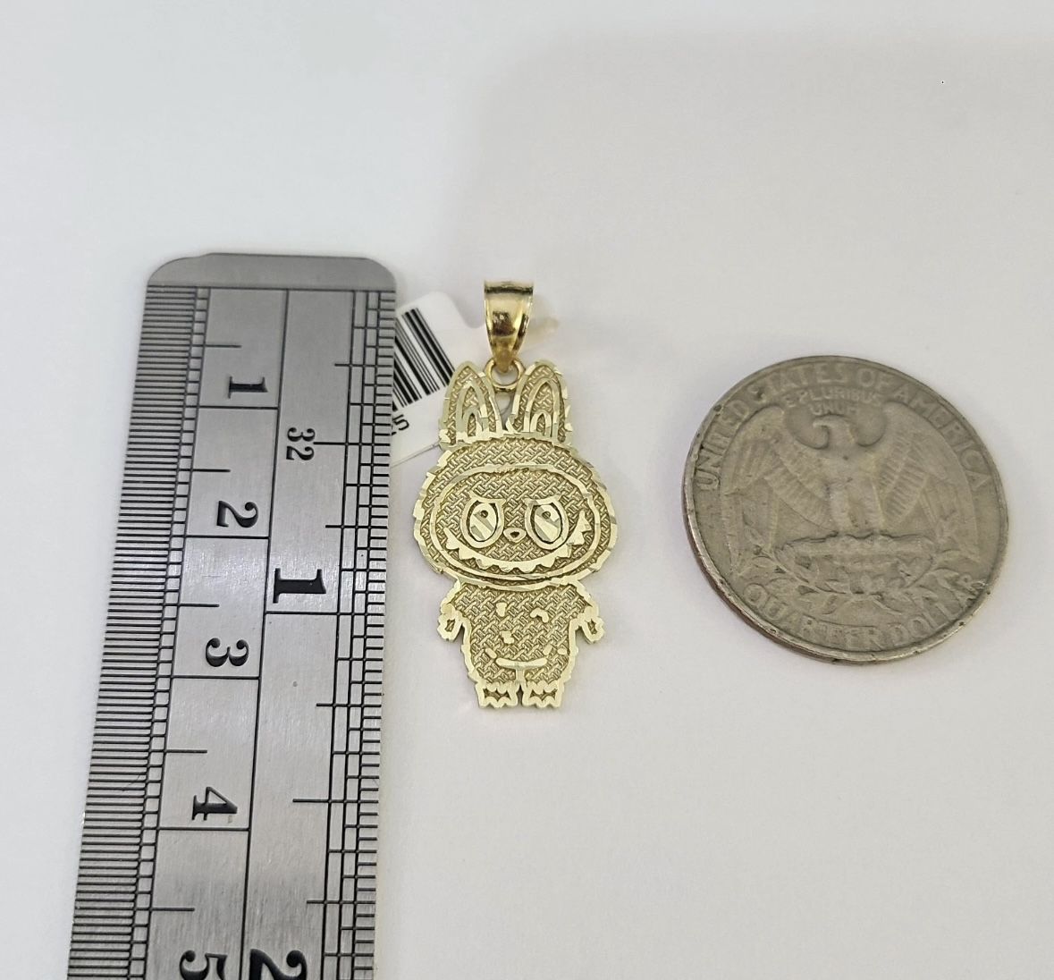 10k Gold Labubu Monster Charm 1.5 Inch