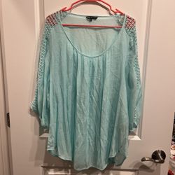 Unique Spectrum Blue Lace Crochet Accent Bohemian Boho Elbow Sleeve 