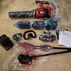 Toro 60-Volt String Trimmer, Leaf Blower, 3 Batteries, & 2 Chargers -BRAND NEW