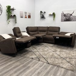 Brown Sectional Couch Power Recliner - Free Delivery 